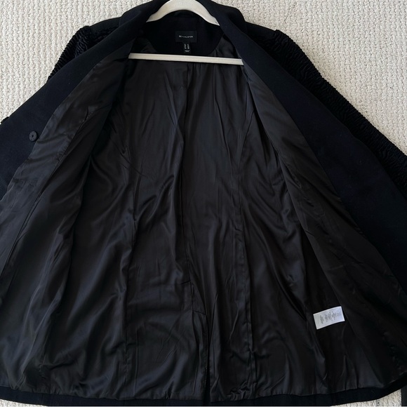 H BY HALSTON Black Textured Shawl Collar Coat Size 12 Minimalist Winter Jacket - Picture 9 of 16